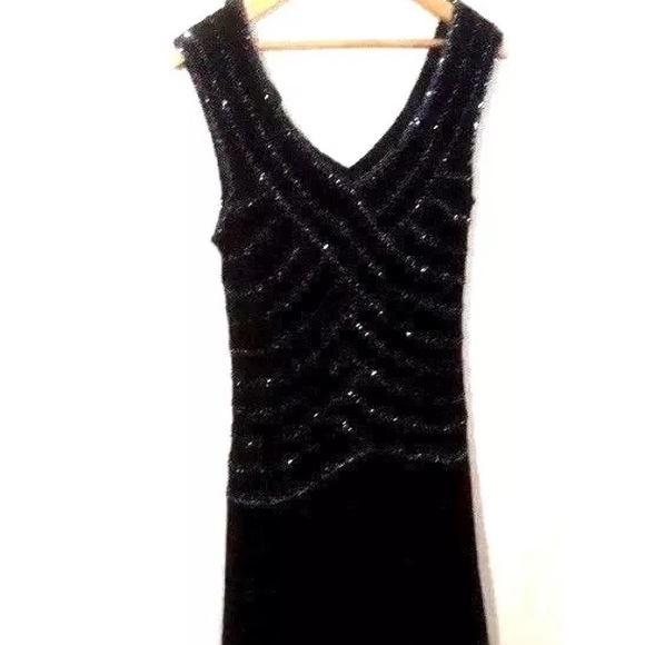 SOLD 🔥J Kara Black Beaded Dress Size 14 - Picture 2 of 5